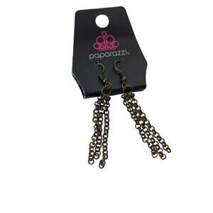 NWT PAPARAZZI Chain Link Fringe Dangle Earrings - 2.5" Antiqued Bronze